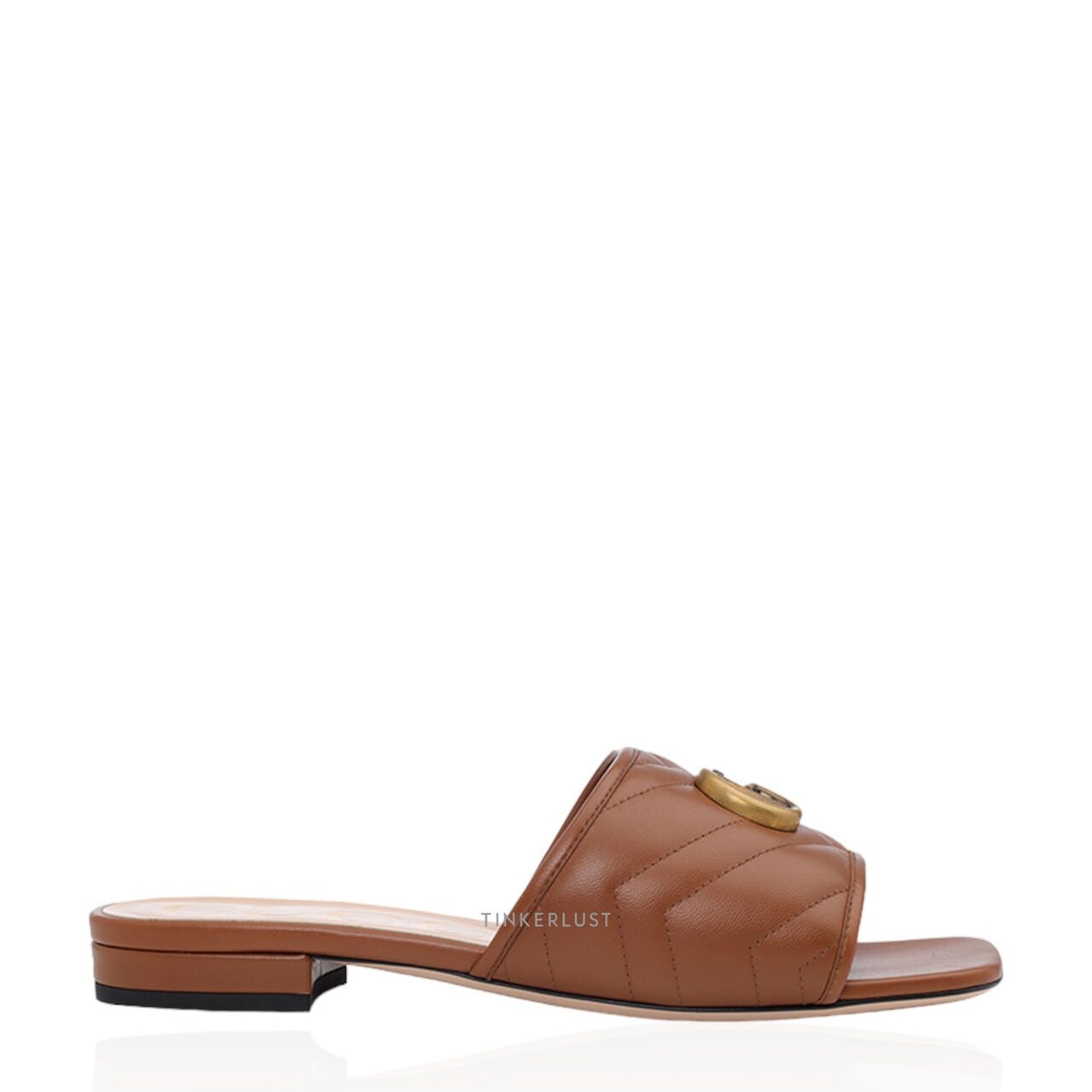 Gucci Women GG Matelasse Slide Sandals in Cuir Leather