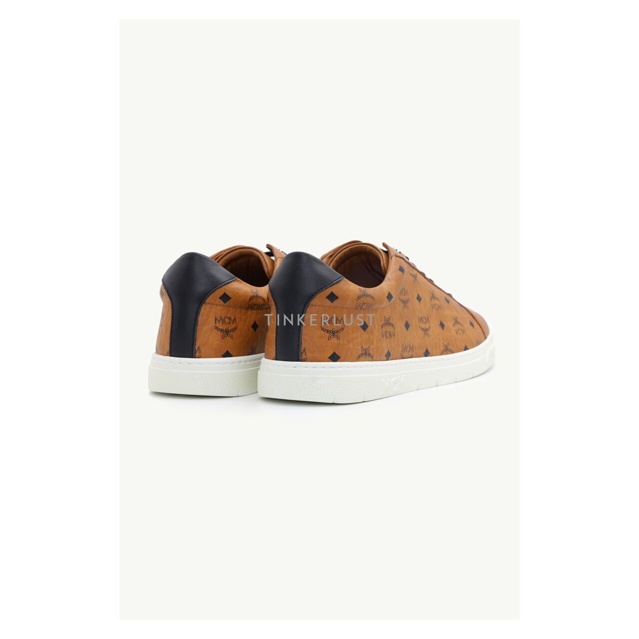 MCM Terrain Logo Embossed Low-Top Cognac Visetos Sneakers