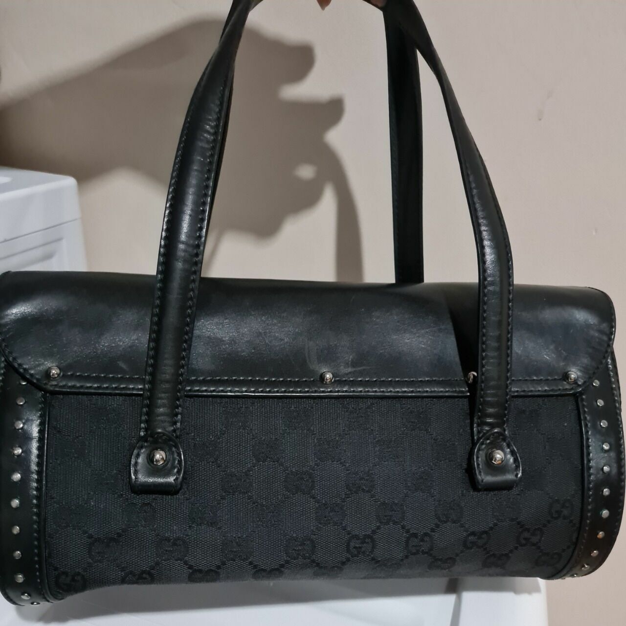 Gucci Black Monogram Bamboo Bullet