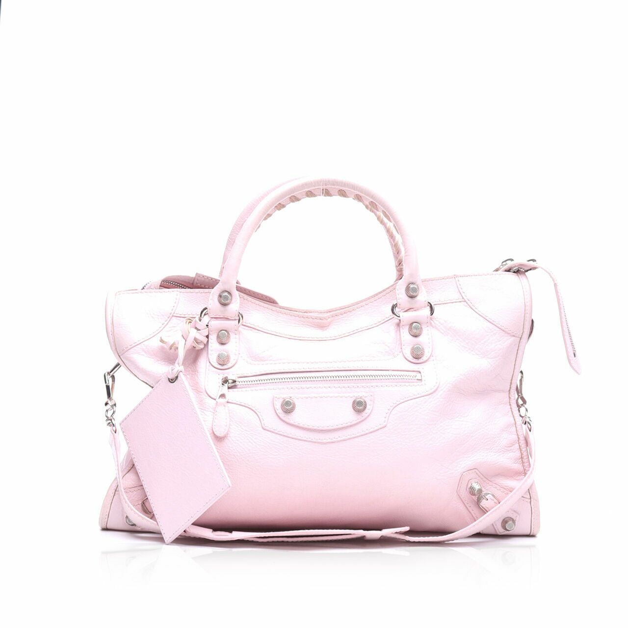 Balenciaga Gold Hardware City Rose Poudre Satchel Bag