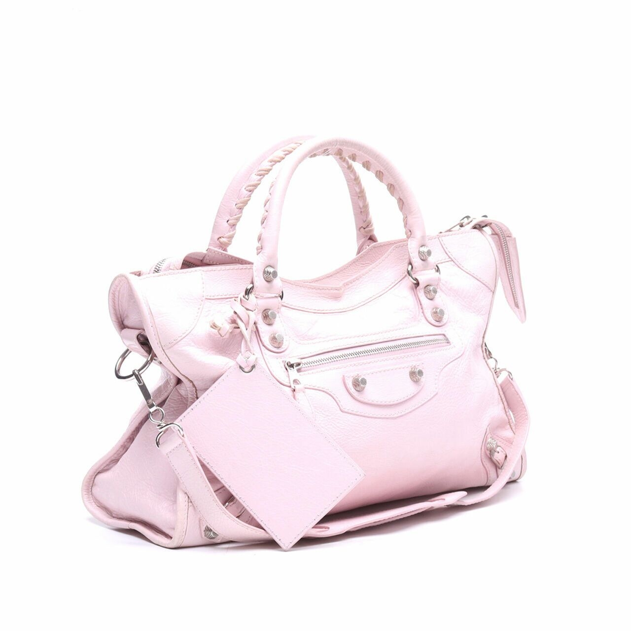 Balenciaga Gold Hardware City Rose Poudre Satchel Bag