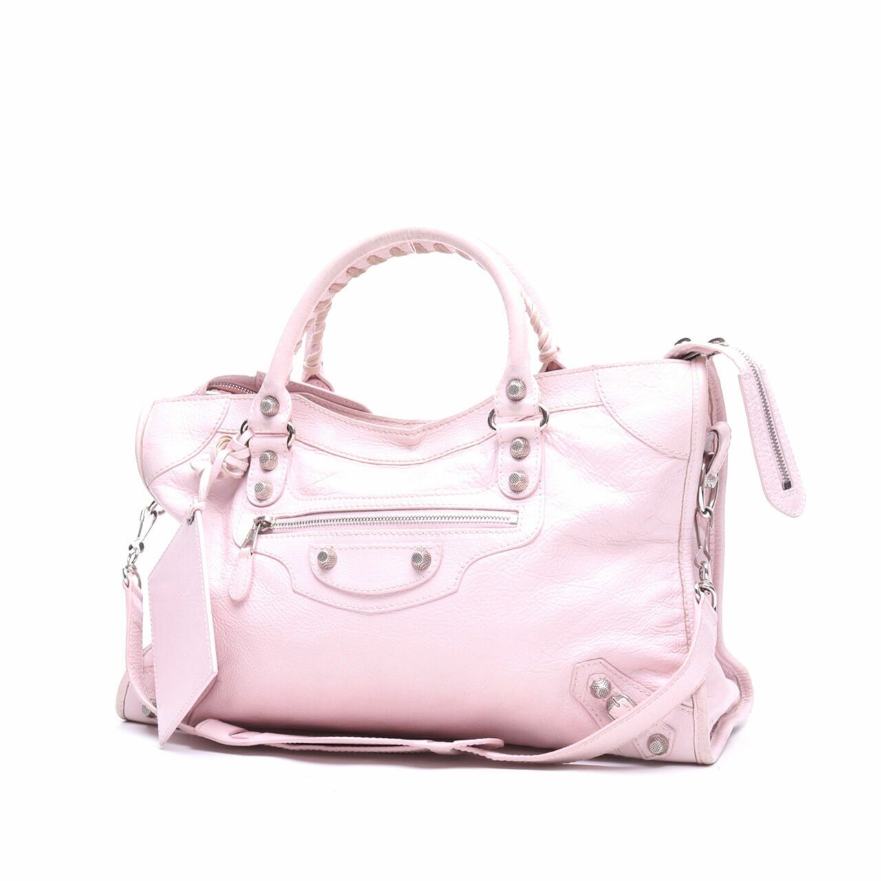 Balenciaga Gold Hardware City Rose Poudre Satchel Bag