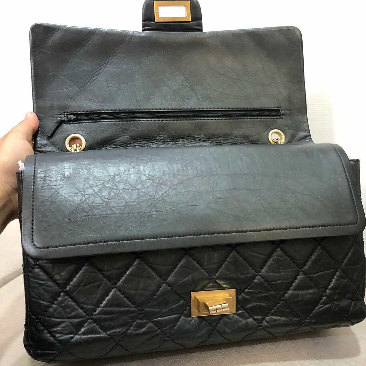 Chanel Reissue Black Calfskin GHW # 12 Shoulder Bag