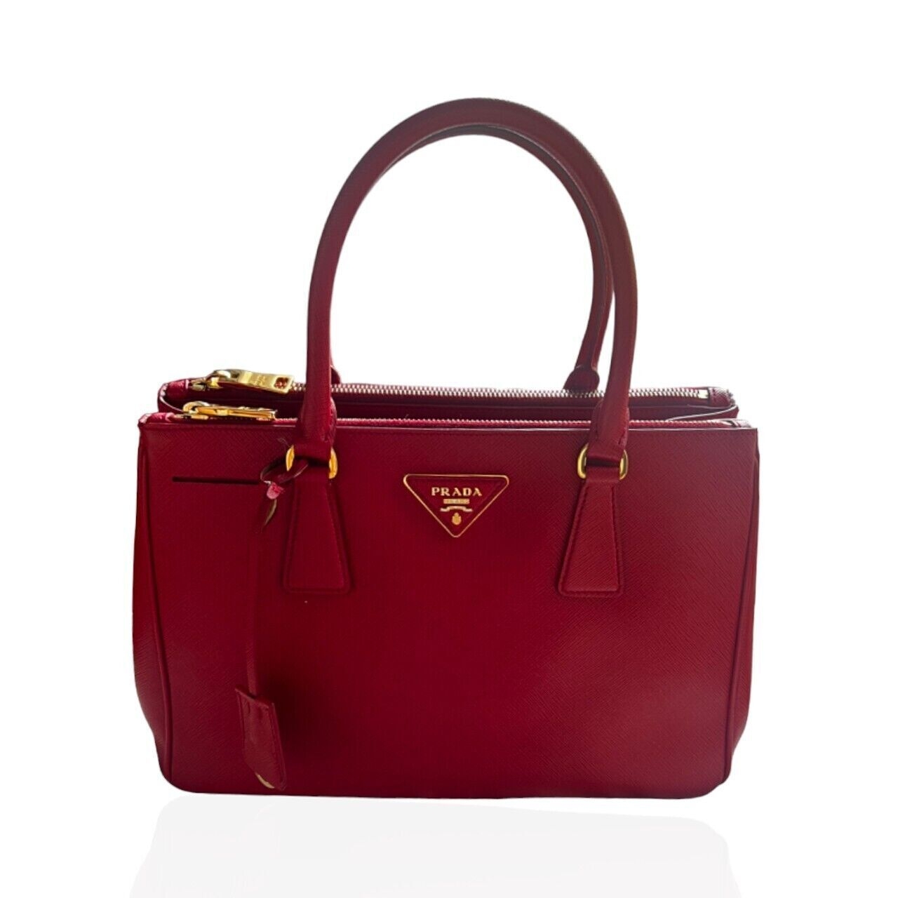 Prada Saffiano Double Zipper Medium Handbag