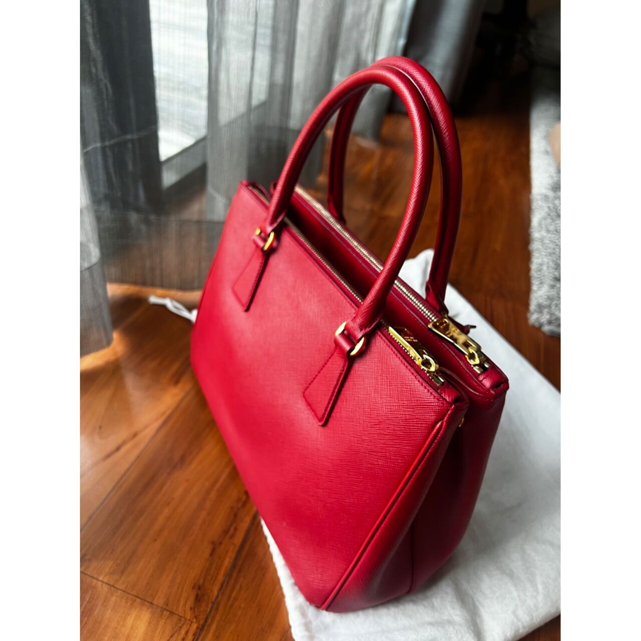 Prada Saffiano Double Zipper Medium Handbag