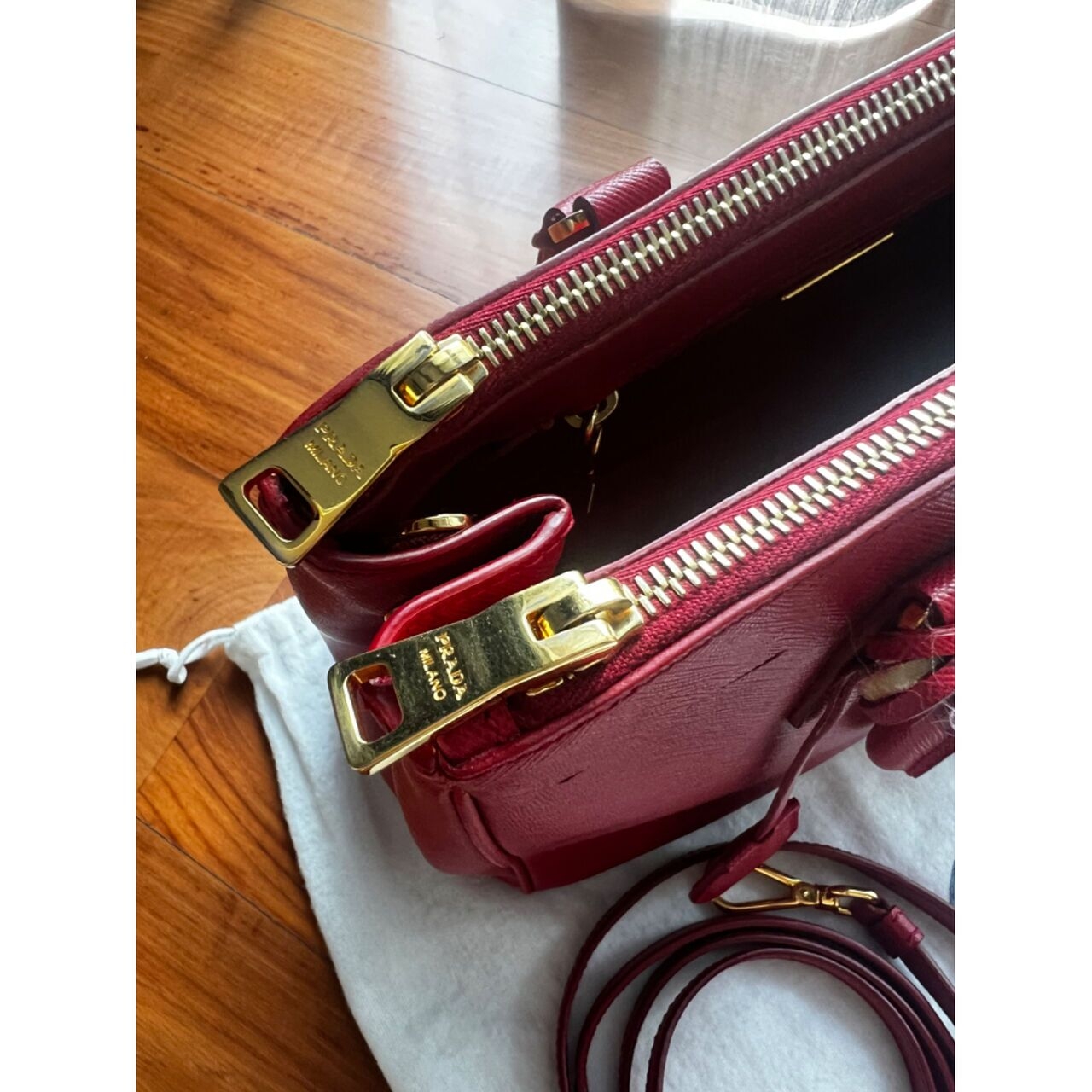 Prada Saffiano Double Zipper Medium Handbag