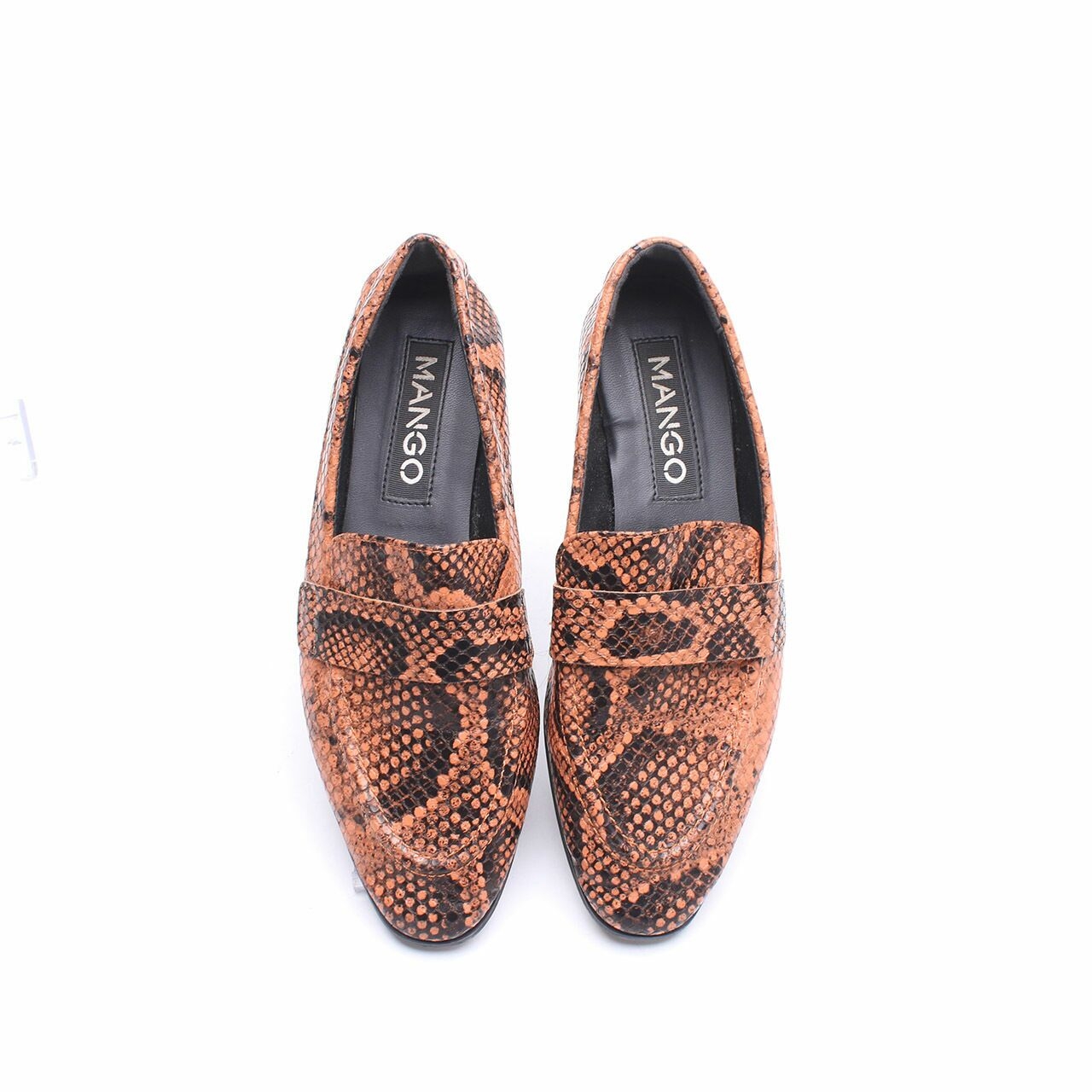 Mango Orange & Black Snakeskin Flats