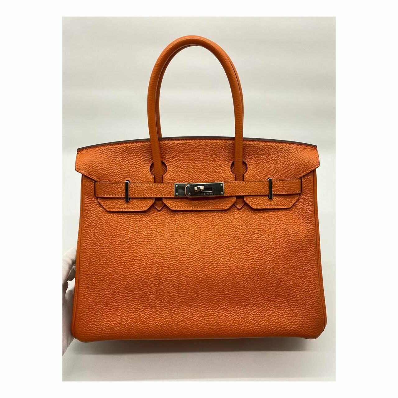 Hermes Birkin 30 Orange Togo Phw #I Hand Bag