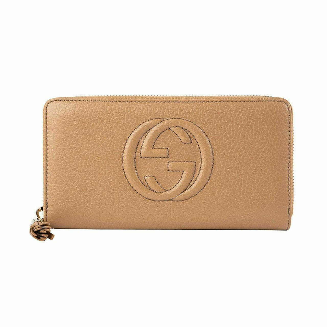 Gucci Zip Around Wallet Leather Beige