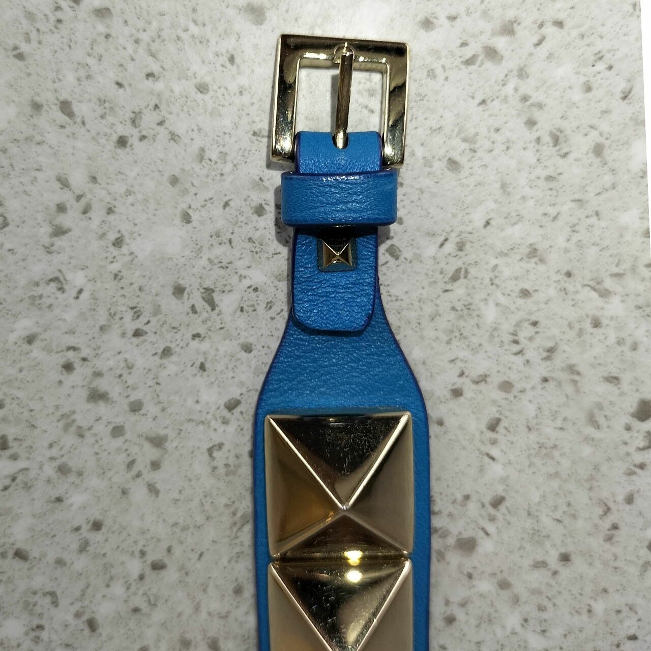 Valentino Garavani Rockstud Leather Bracelet in Blue