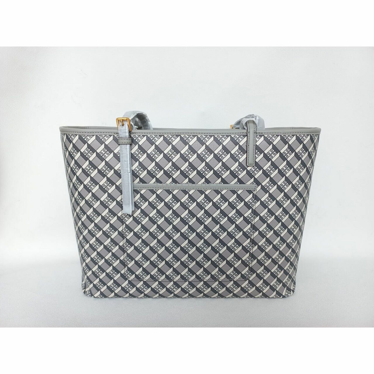 Tory Burch Geo Logo Top Zip Tote Grey Geo Allover