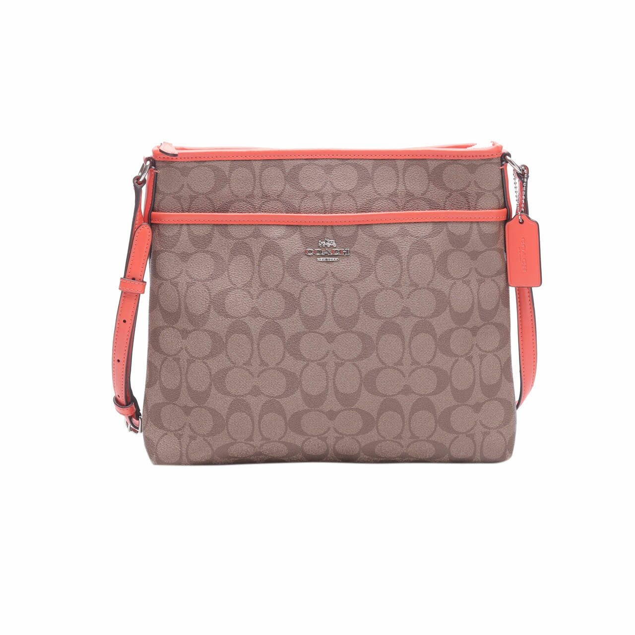 Coach Signature Brown Orange Crossbody Bag