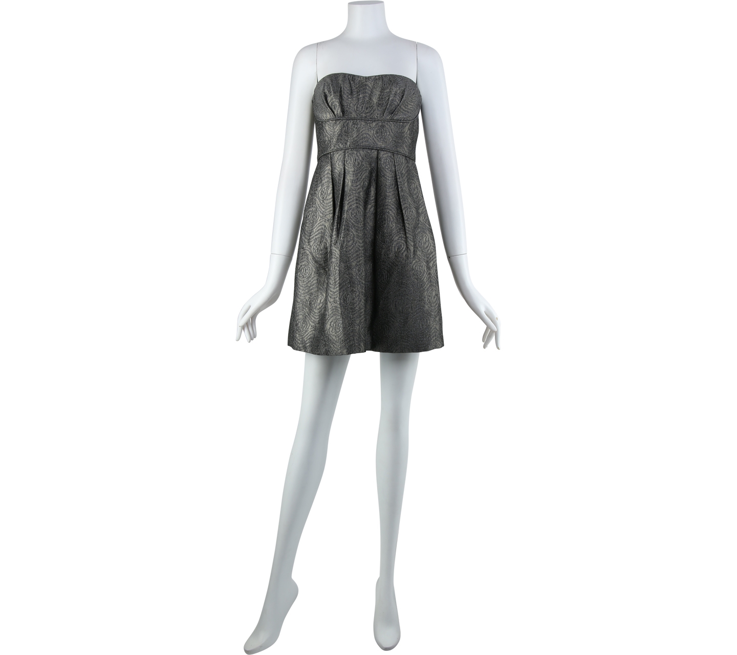 BCBG Maxazria Grey And Gold Tube Mini Dress