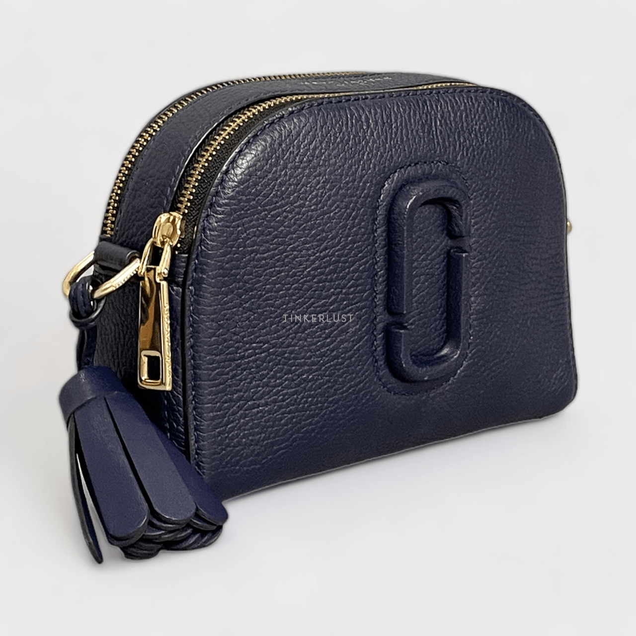 Marc Jacobs Shutter Camera Navy Pebbled Leather GHW Sling Bag