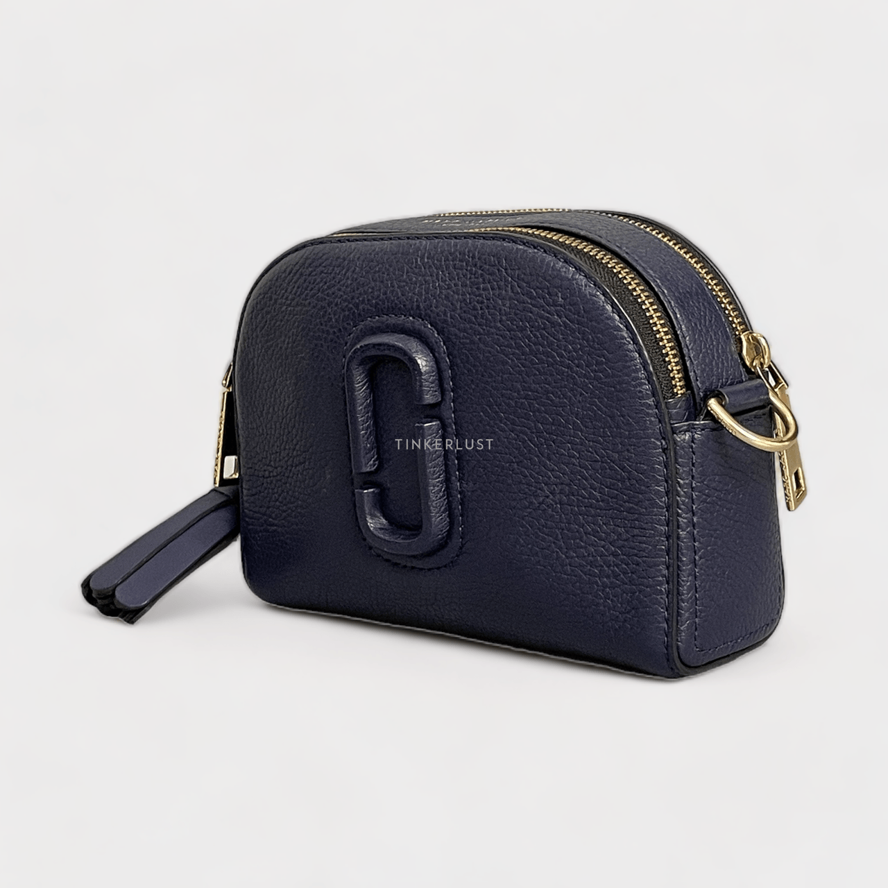 Marc Jacobs Shutter Camera Navy Pebbled Leather GHW Sling Bag