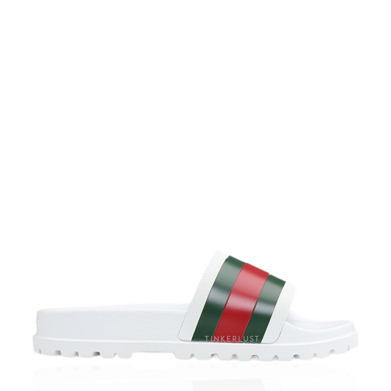 Gucci Men Web in White Slides Sandals