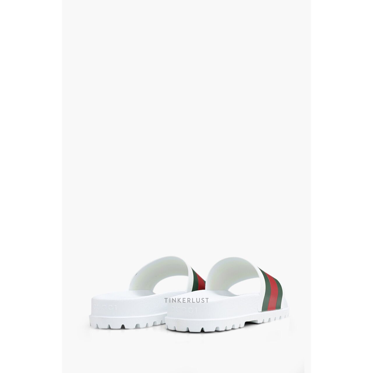 Gucci Men Web in White Slides Sandals