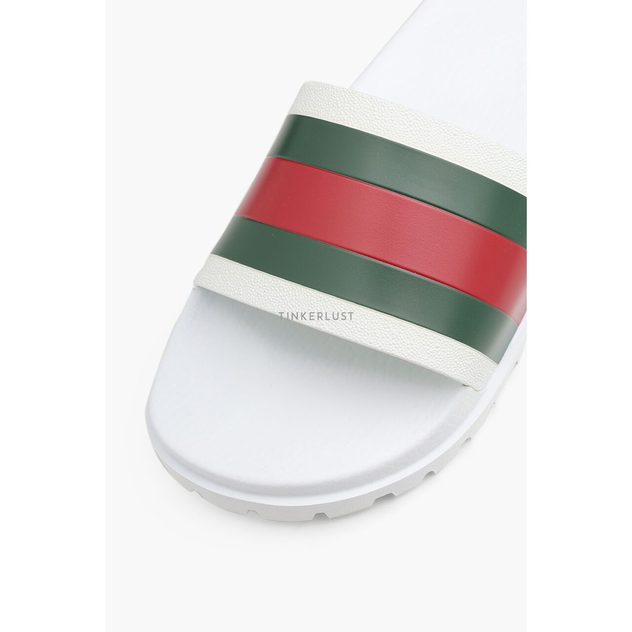 Gucci Men Web in White Slides Sandals