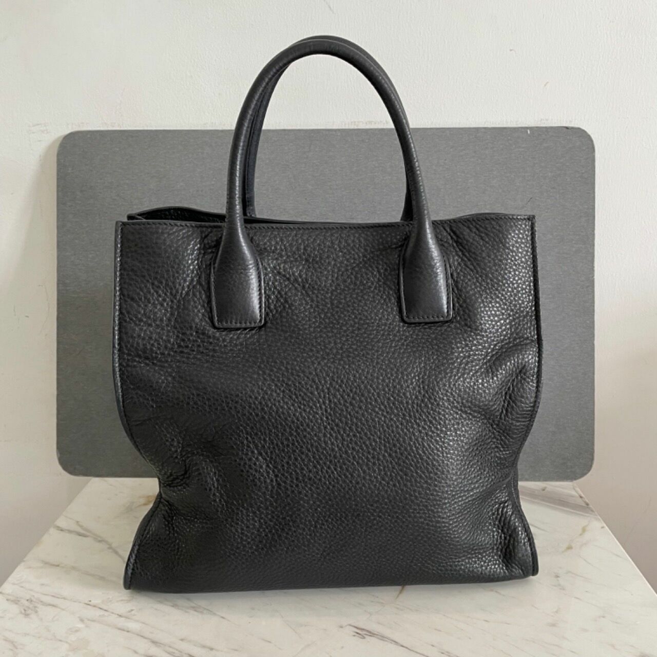 Prada Black Triangle Logo Tote Bag