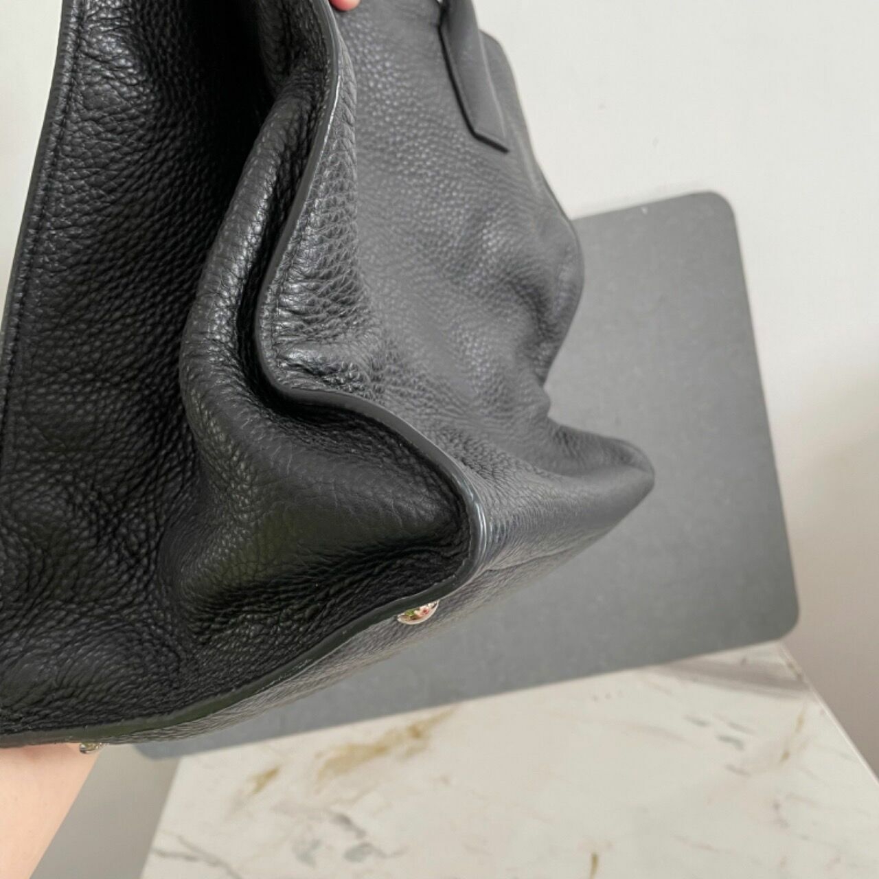 Prada Black Triangle Logo Tote Bag