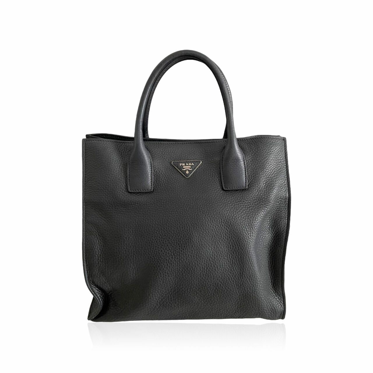 Prada Black Triangle Logo Tote Bag