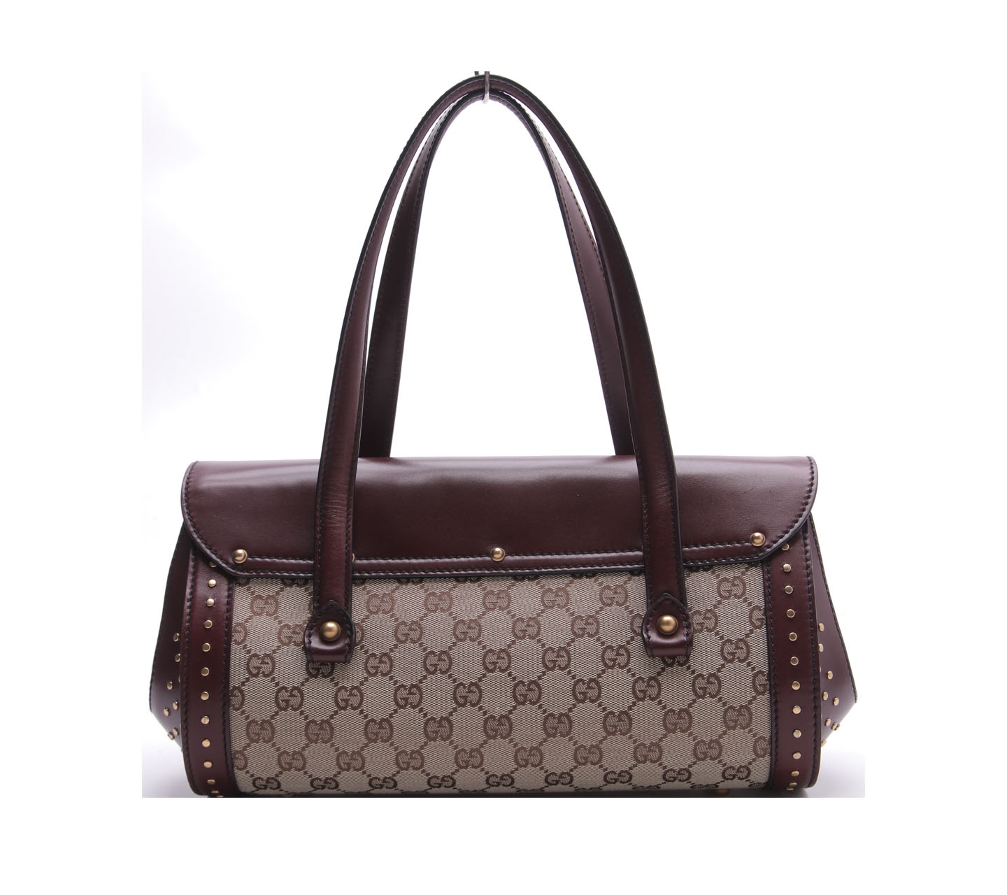 Gucci Wine & Brown Bamboo Bullet Handbag