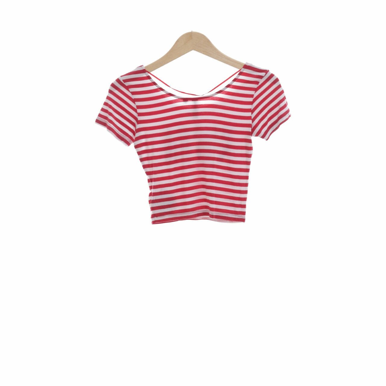 Cotton On Red & White Stripes Crop T-Shirt