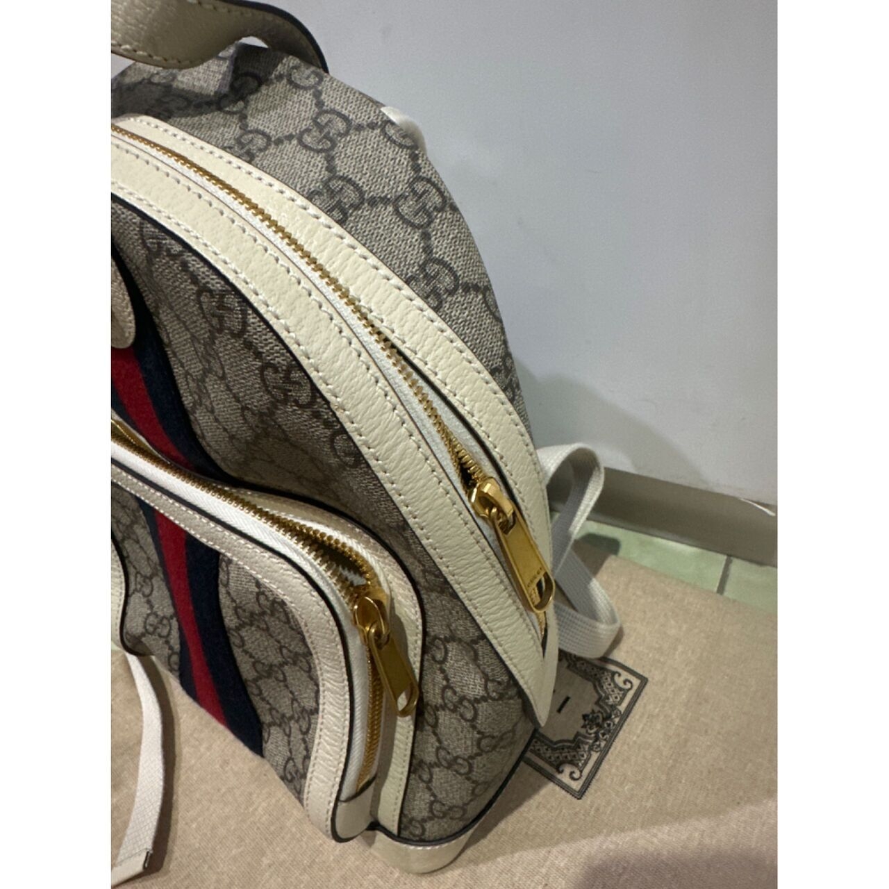 Gucci GG Supreme Ophidia White Backpack