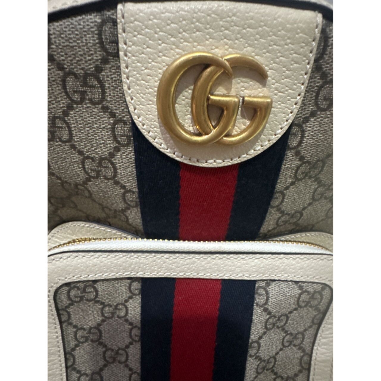 Gucci GG Supreme Ophidia White Backpack