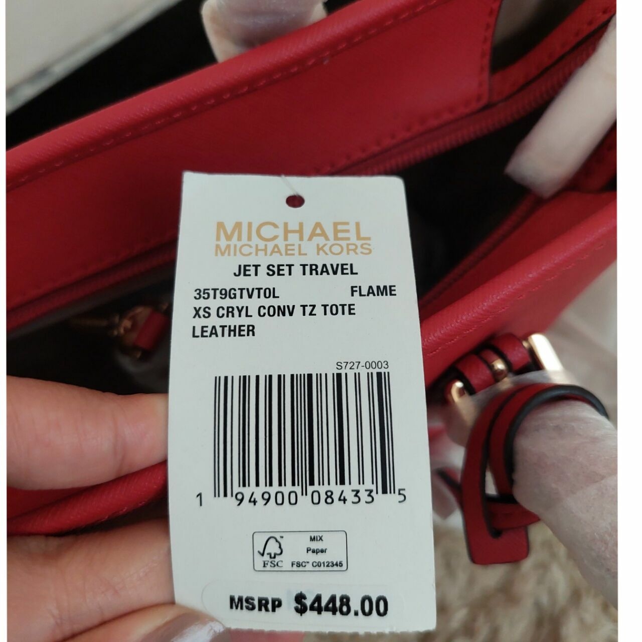 Michael Kors Red Plaid Tote Bag