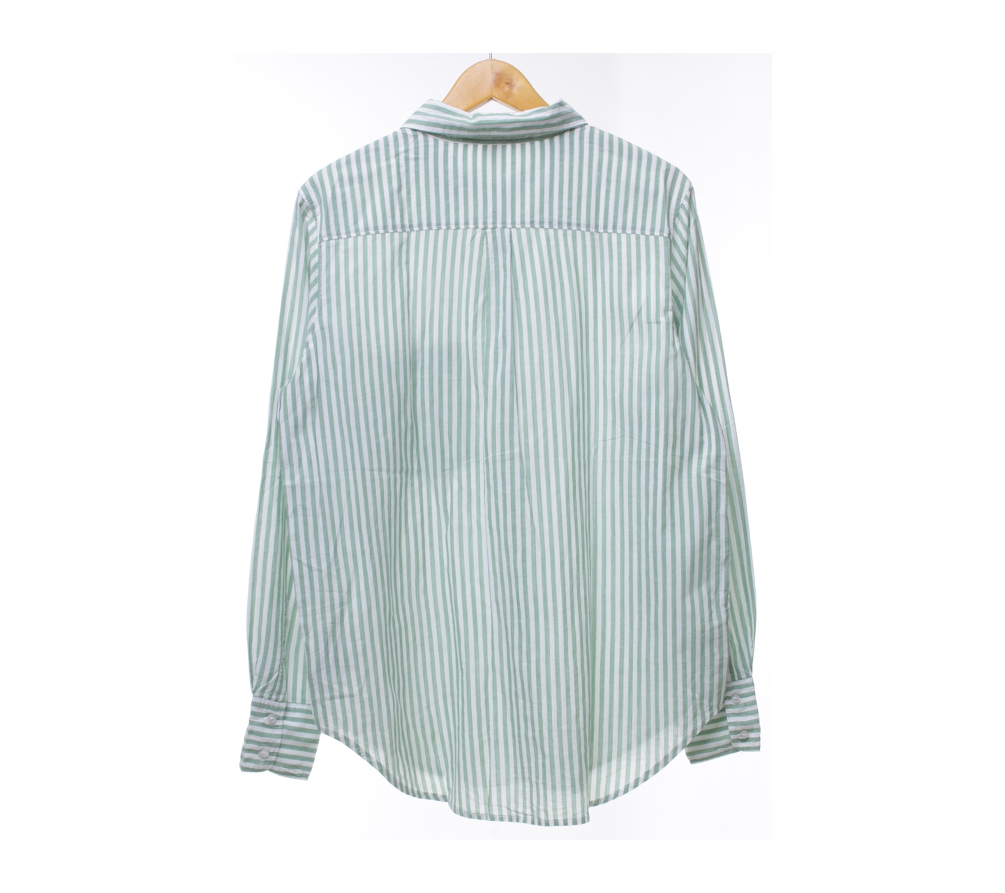 H&M Green and White Striped Pocket Shirt