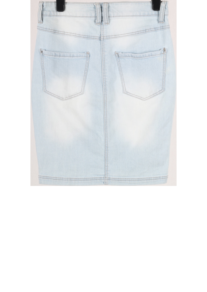 Stradivarius Light Blue Ripped Washed Skirt