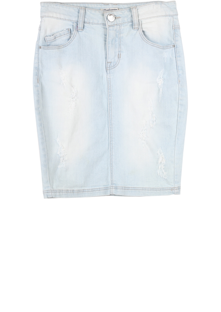 Stradivarius Light Blue Ripped Washed Skirt