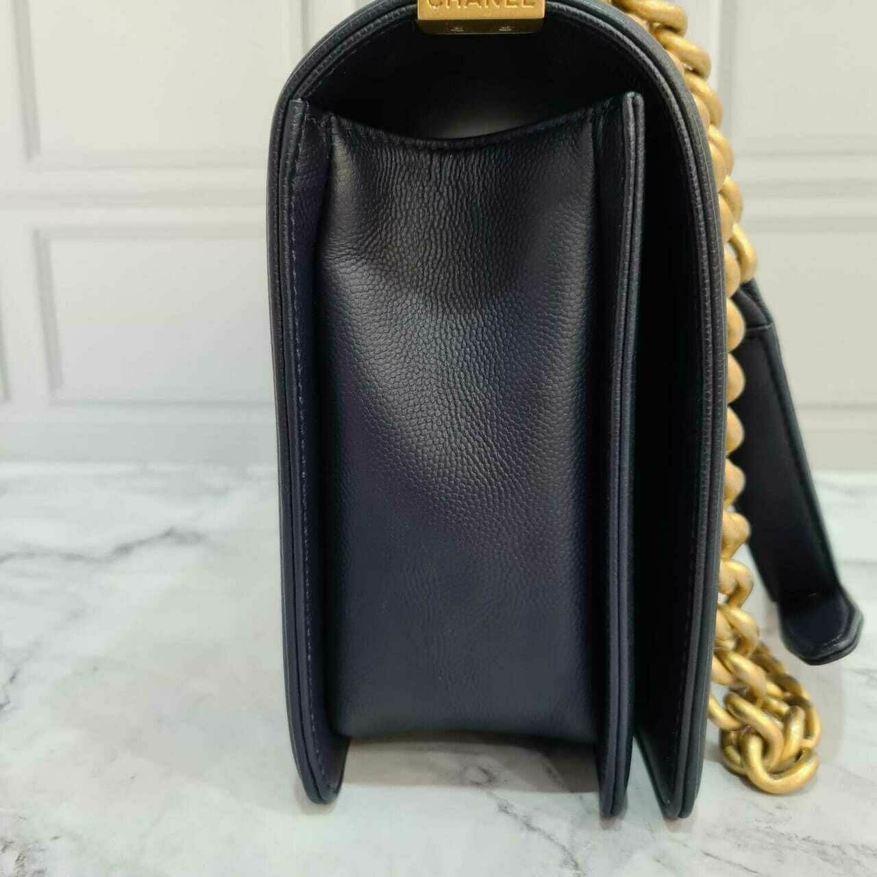 Chanel Boy Medium Caviar Navy GHW #24 Shoulder Bag