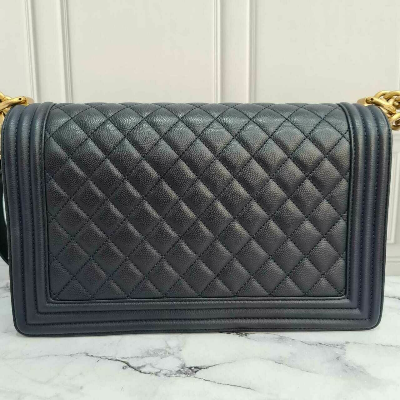 Chanel Boy Medium Caviar Navy GHW #24 Shoulder Bag