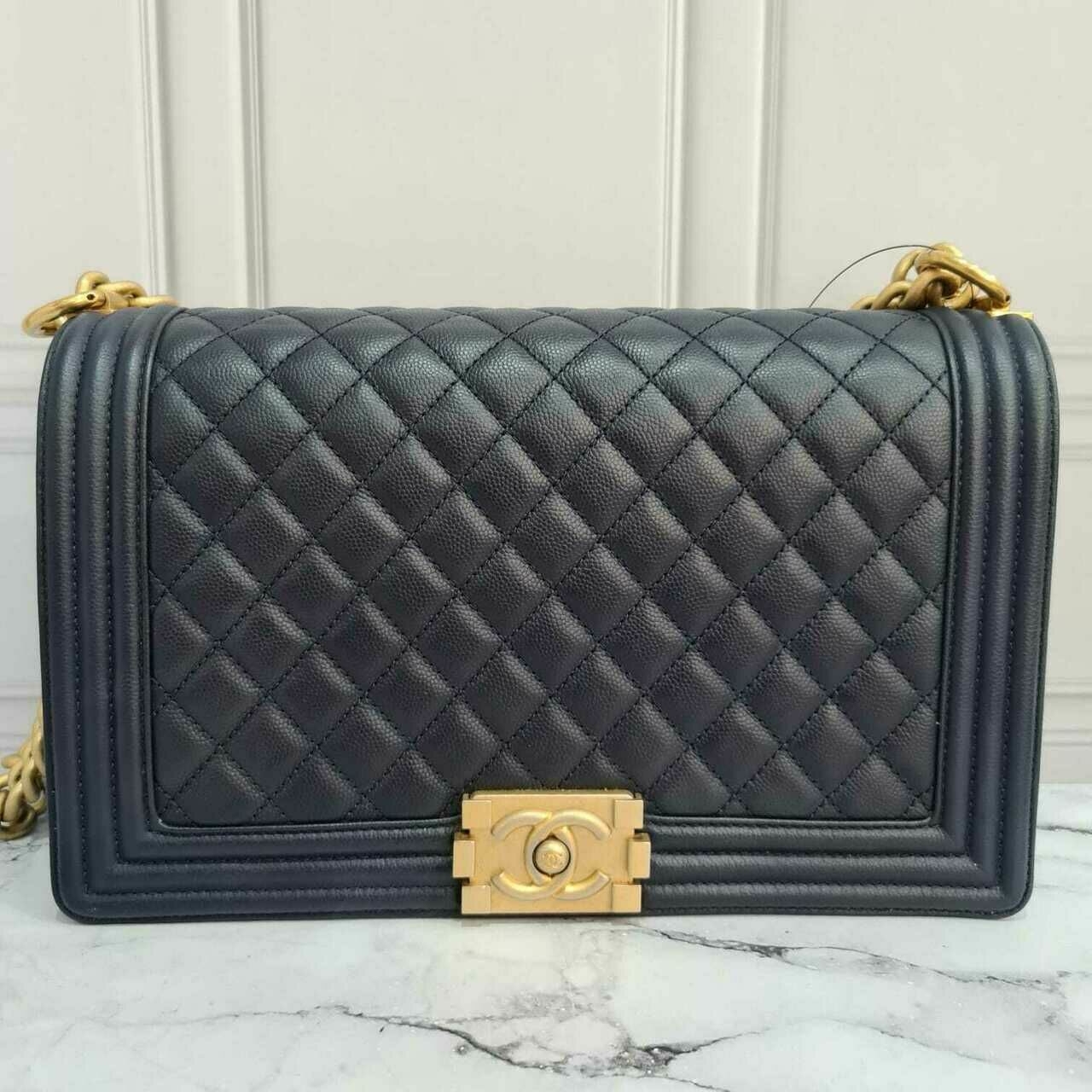 Chanel Boy Medium Caviar Navy GHW #24 Shoulder Bag