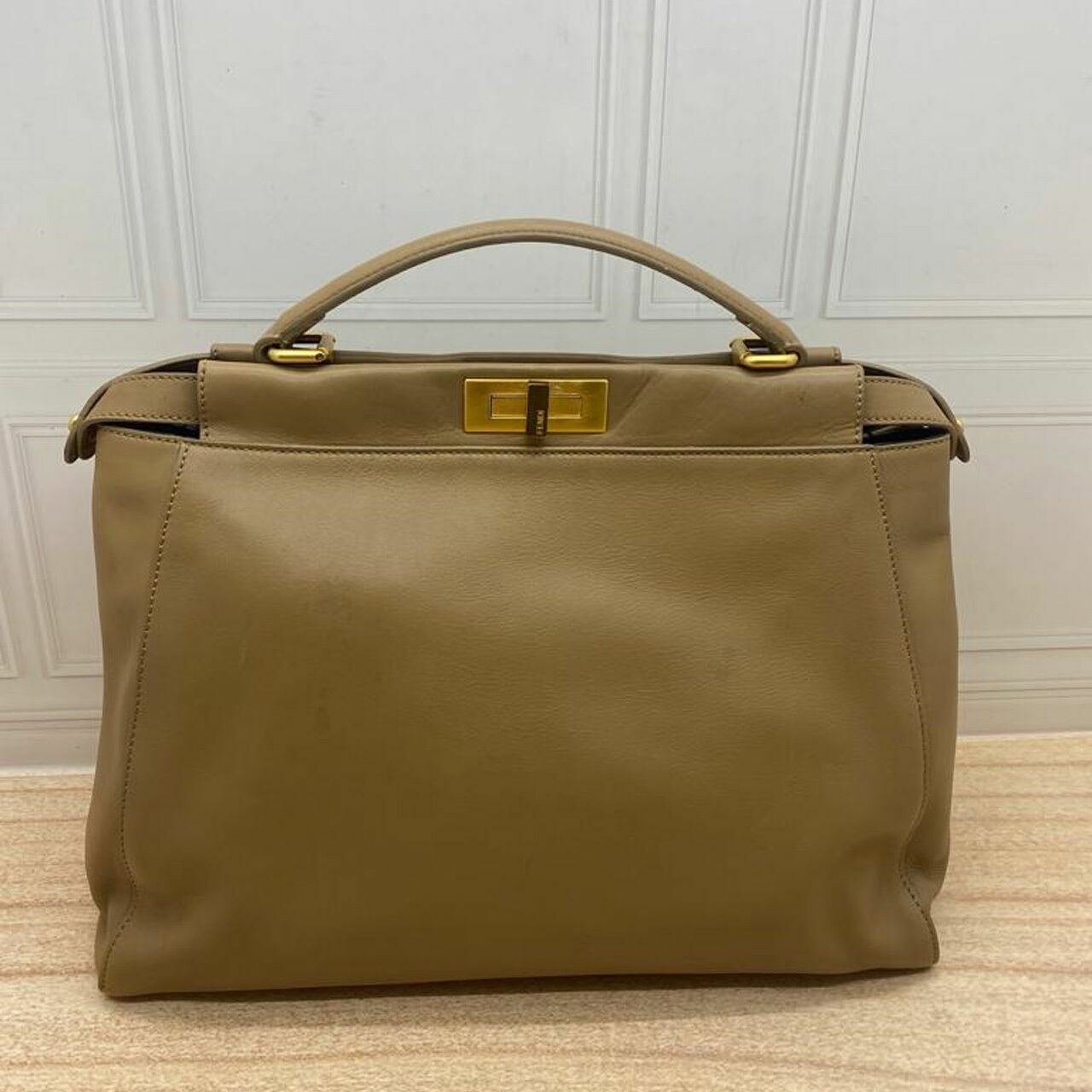 Fendi Peekaboo Camel Leather Satchel