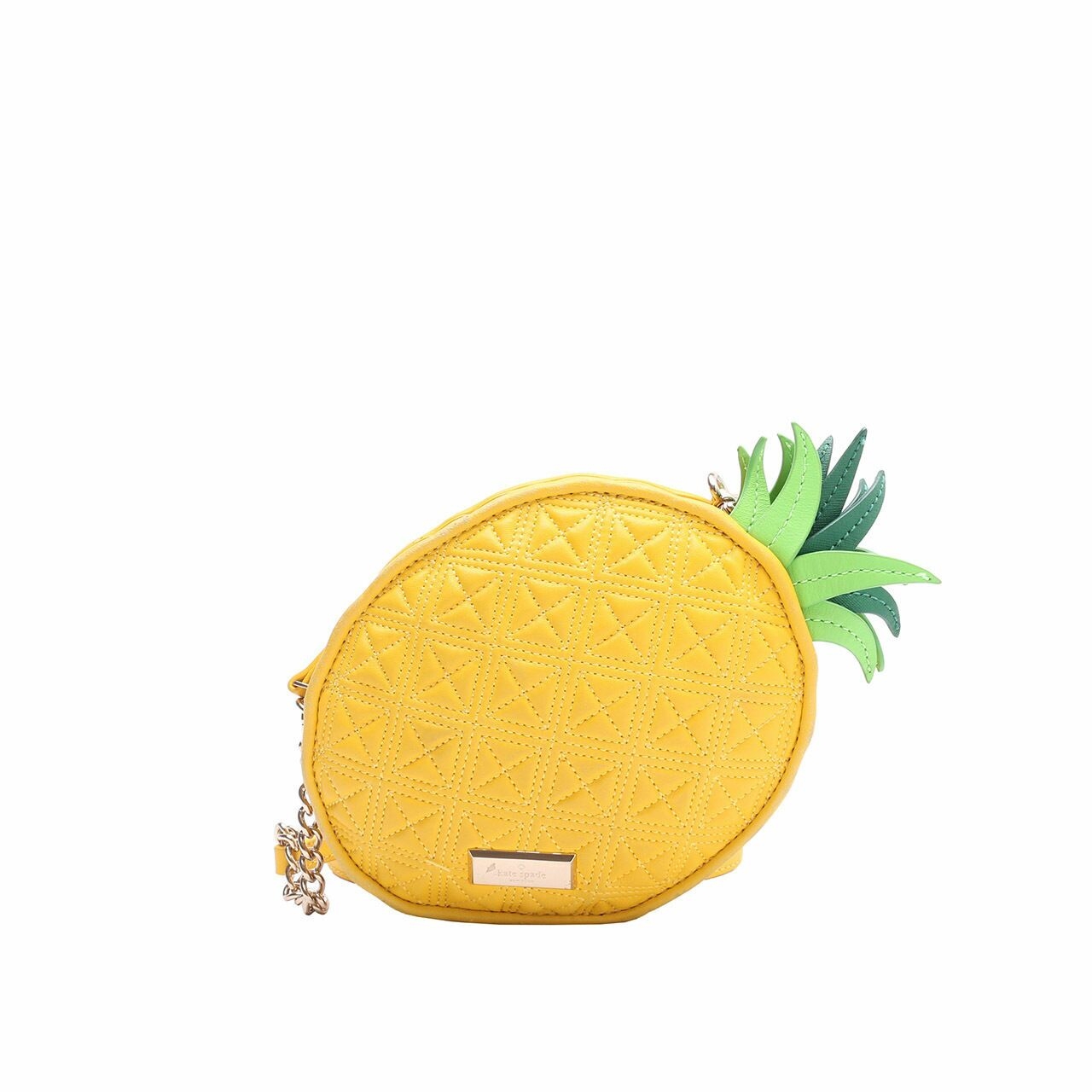 Kate Spade Yellow Wing It Pineapple Goldenrod Leather Sling Bag