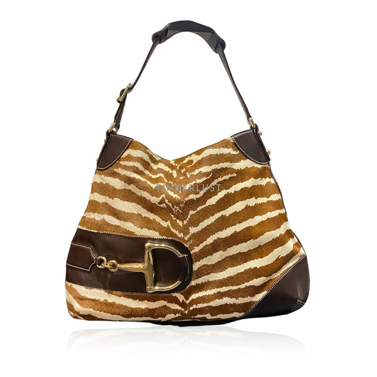 Gucci Zebra Print Pony Hair Horsebit Hobo Shoulder Bag	