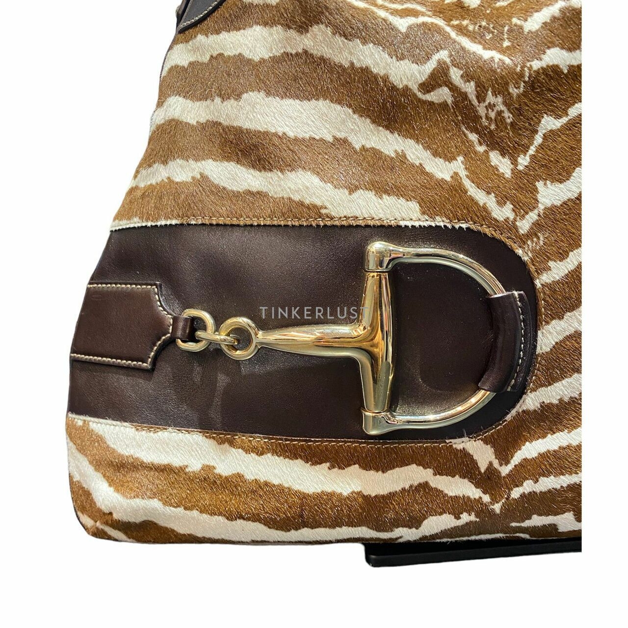 Gucci Zebra Print Pony Hair Horsebit Hobo Shoulder Bag	