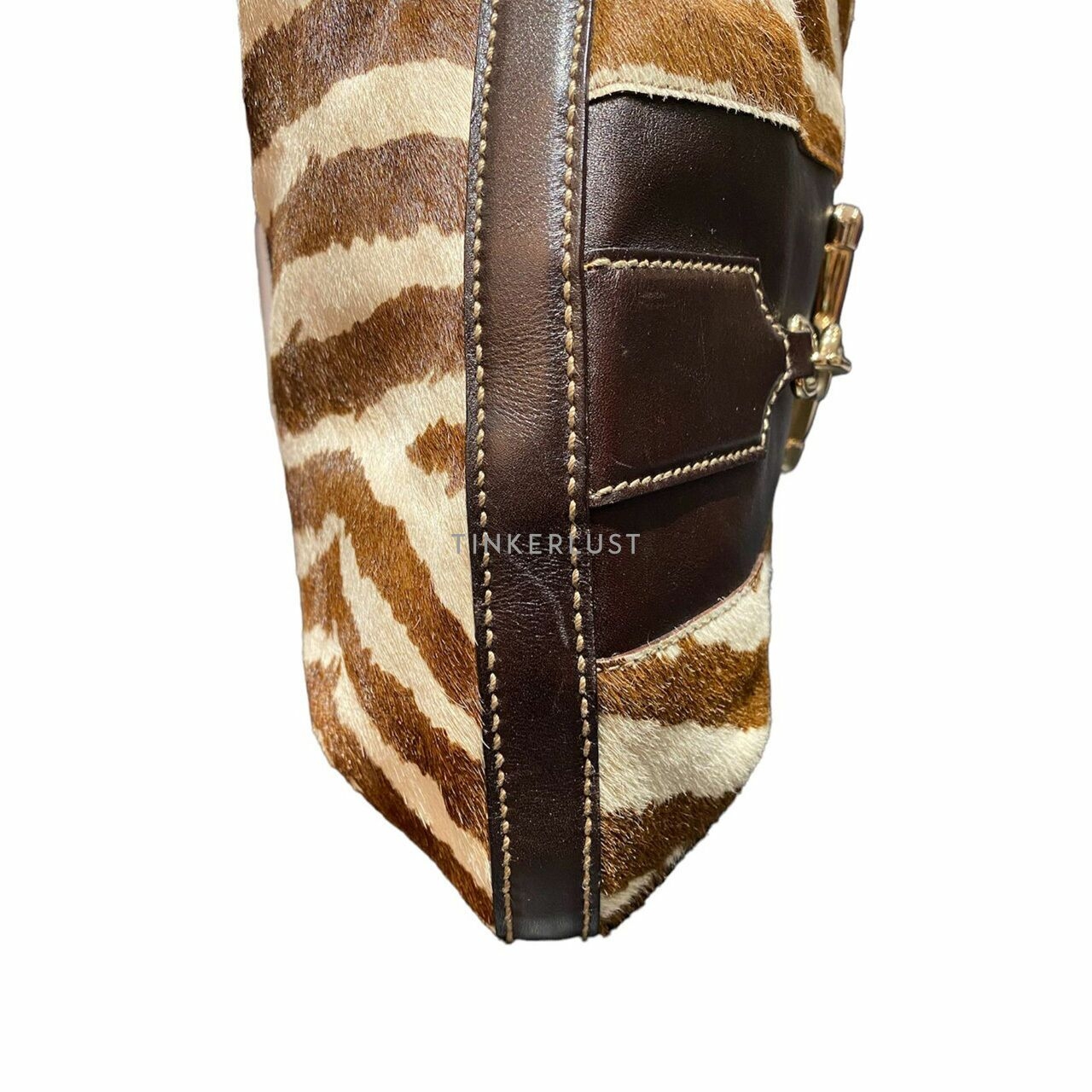 Gucci Zebra Print Pony Hair Horsebit Hobo Shoulder Bag	