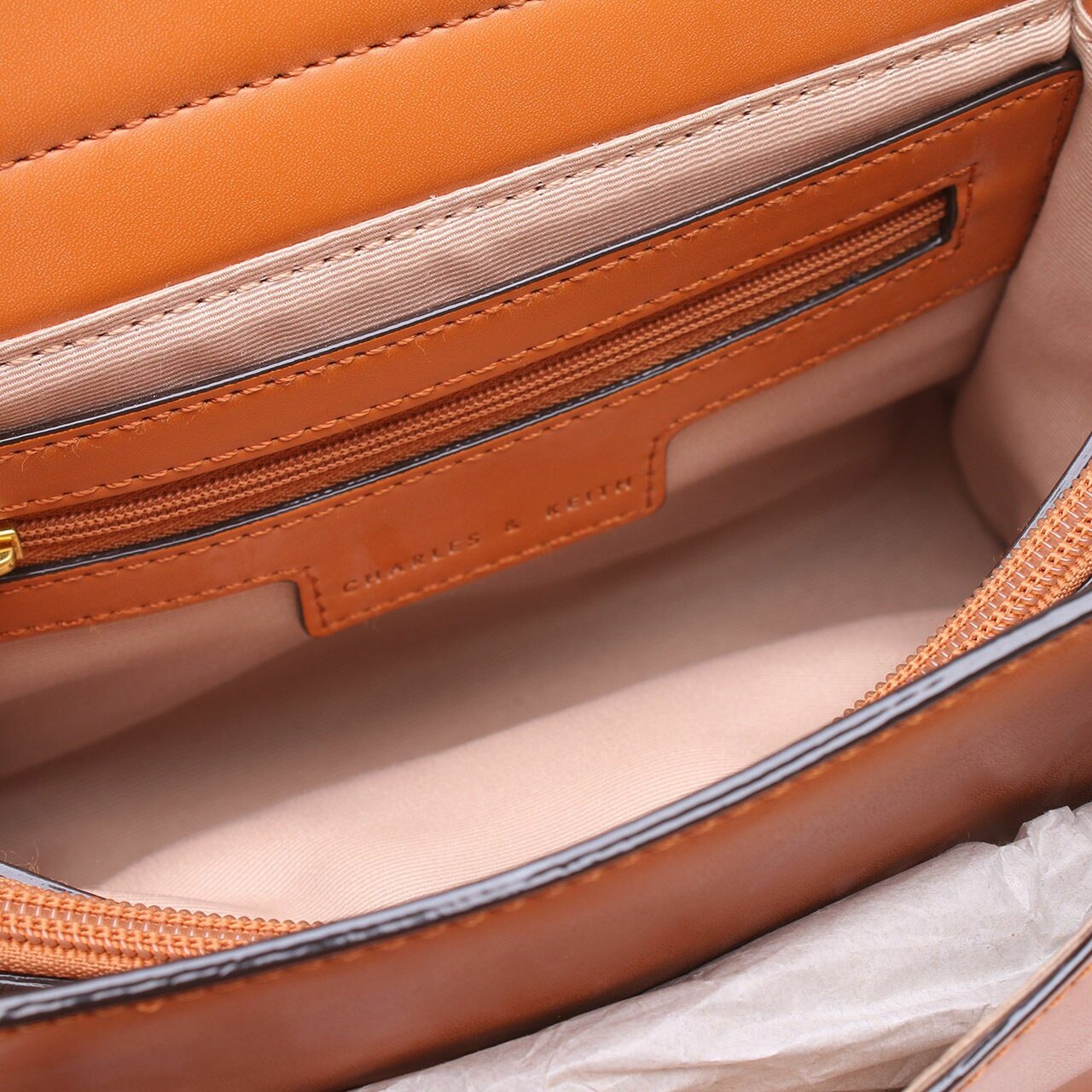 Charles & Keith Camel Orange Satchel