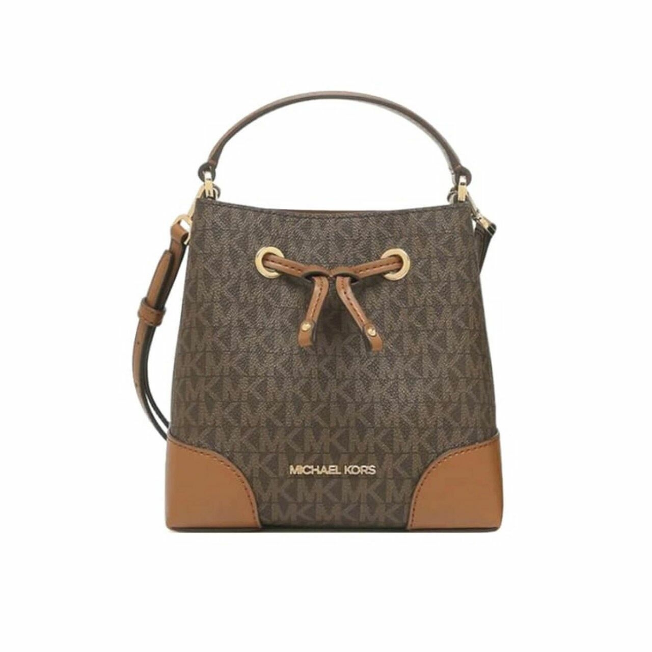 Michael Kors Mercer Small Drawstring Bucket Messenger Brown