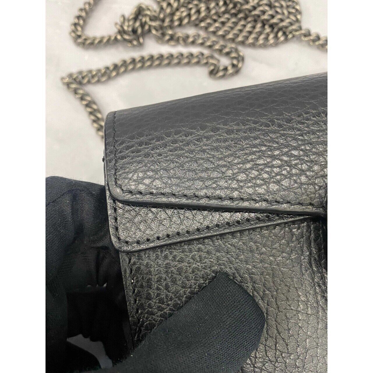 Gucci Dionysus Super Mini Leather Black SHW Sling Bag