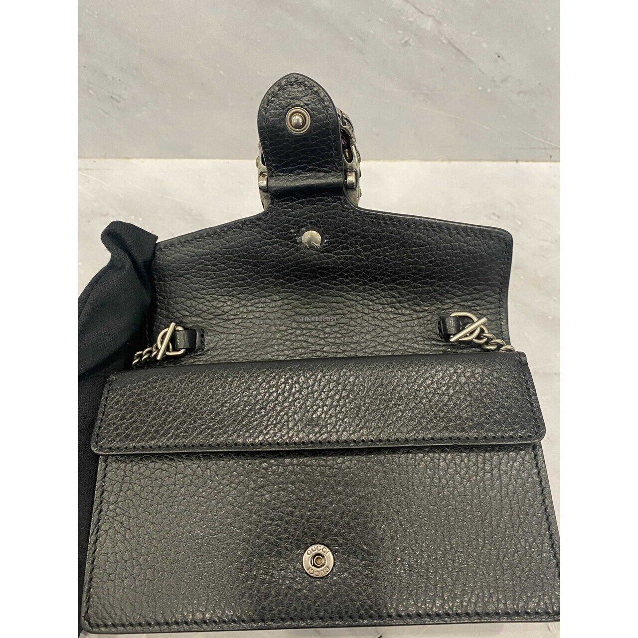 Gucci Dionysus Super Mini Leather Black SHW Sling Bag