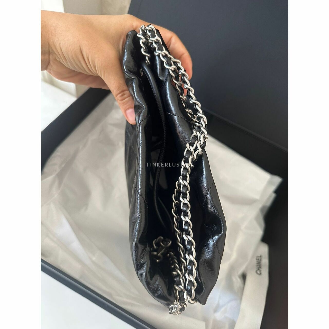 C22 Chanel 22 Mini Black SHW Chip Sling Bag