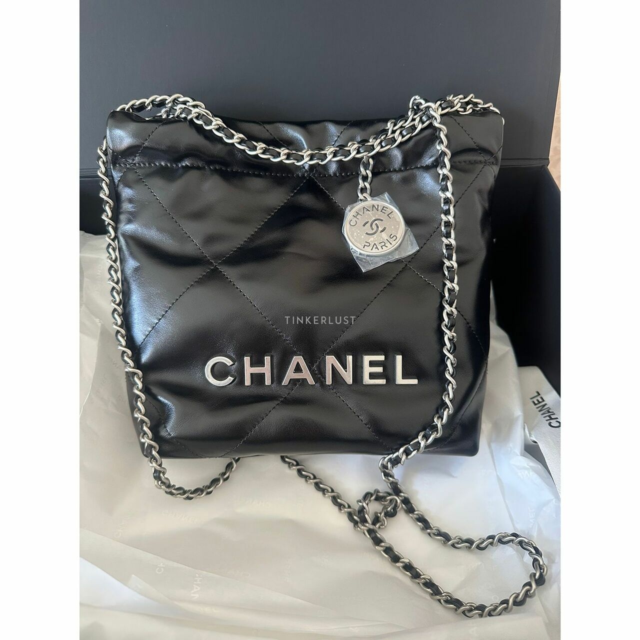 C22 Chanel 22 Mini Black SHW Chip Sling Bag