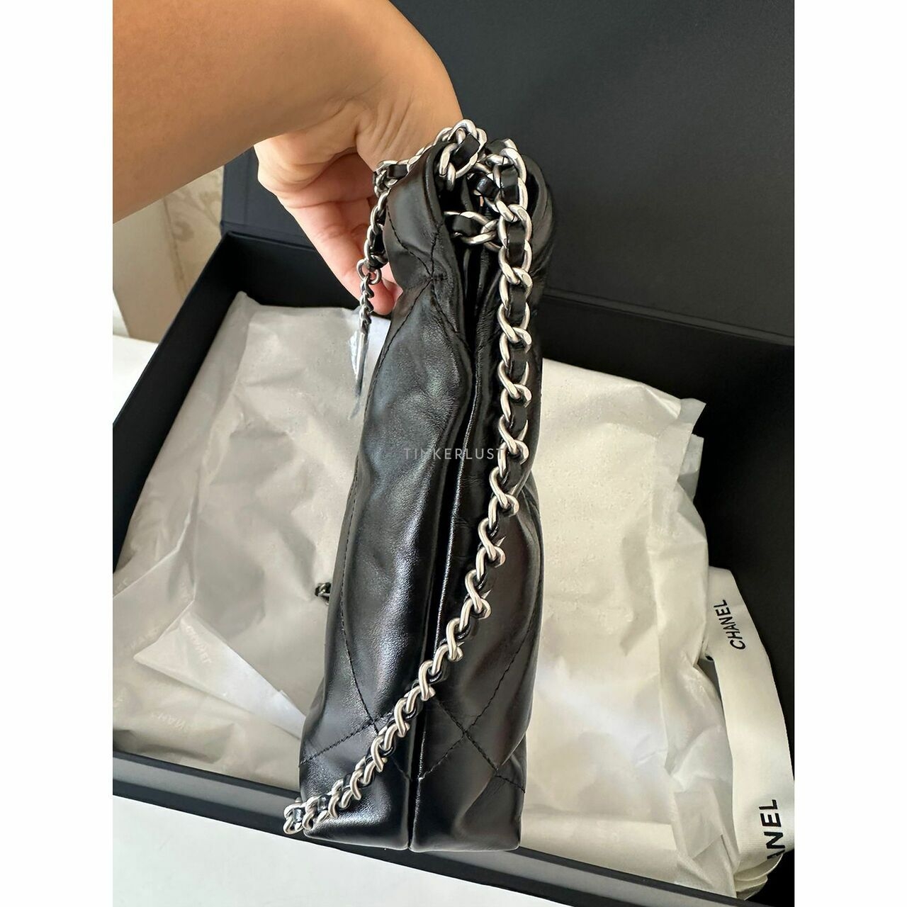 C22 Chanel 22 Mini Black SHW Chip Sling Bag