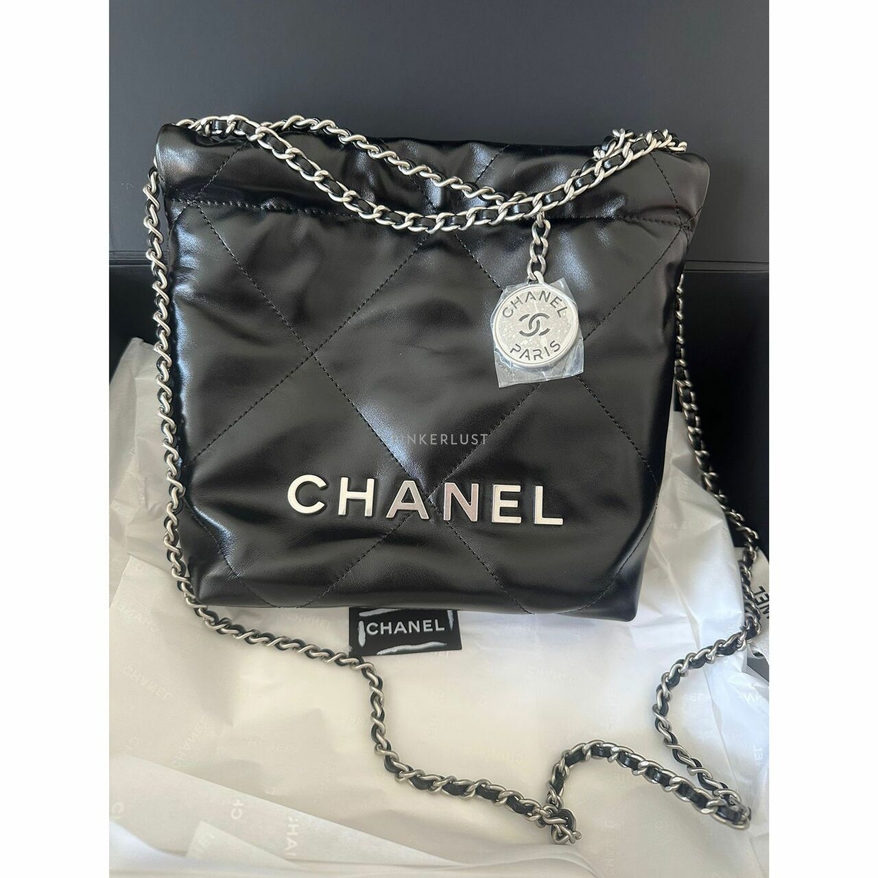 C22 Chanel 22 Mini Black SHW Chip Sling Bag