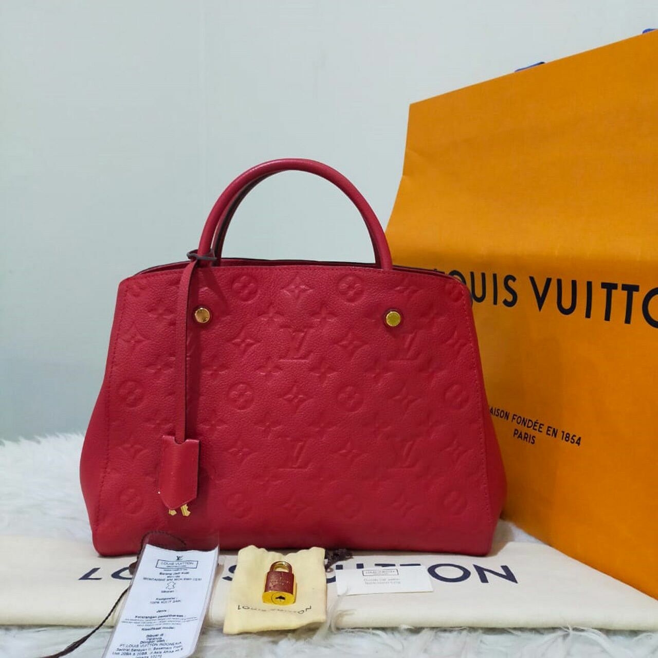 Louis Vuitton Montaigne MM Monogram Empreinte Cerise 2016 Handbag